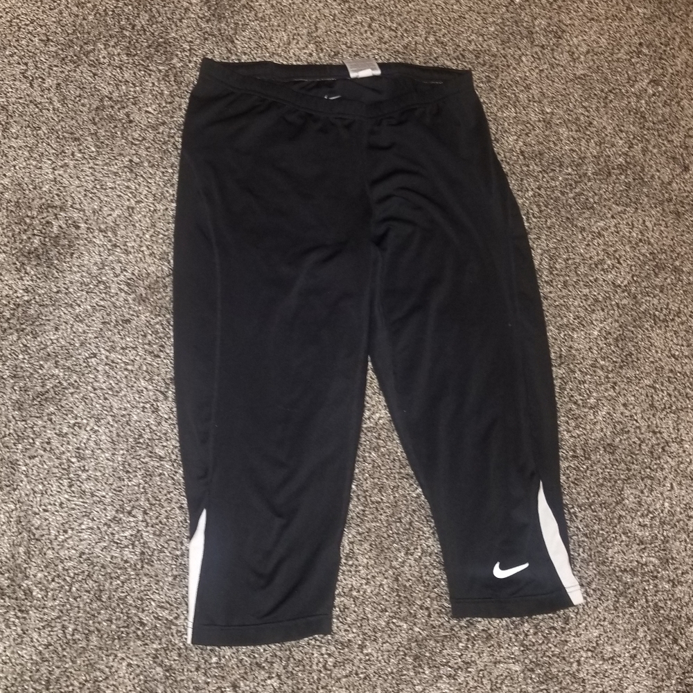 Nike dri fit large capri black pants active lg wear sports lounge gym athletic L